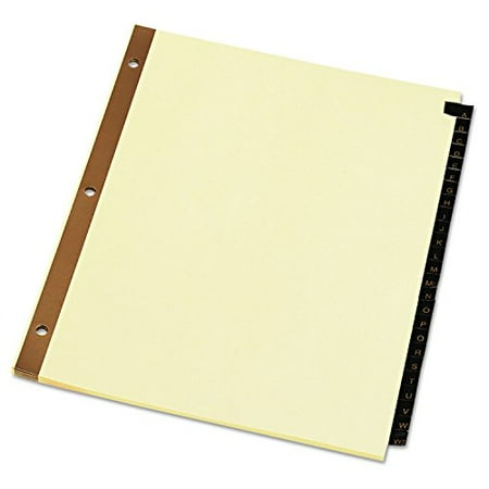 25 Alphabet Tabs Letter Set of 25 Universal 20821 Leather-Look Mylar Tab Dividers Black//Gold
